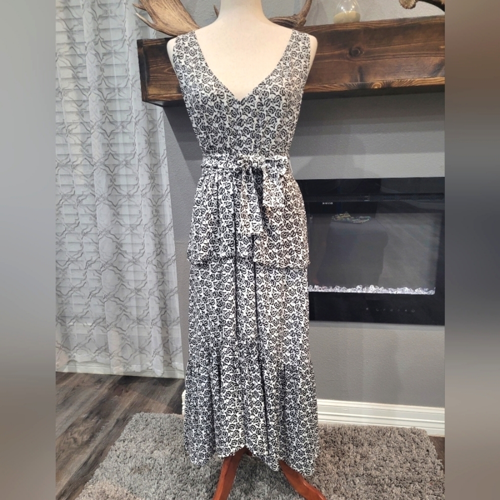 A.L.C. Black and White Patterned Maxi Dress